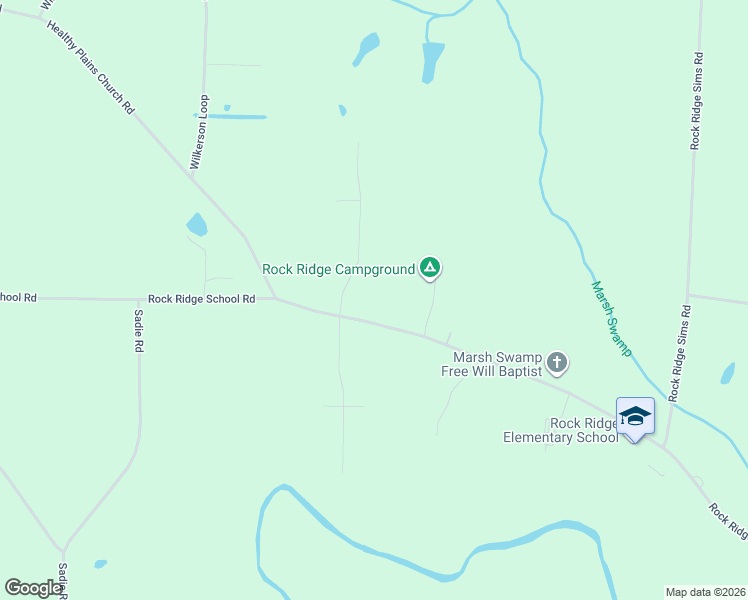 map of restaurants, bars, coffee shops, grocery stores, and more near 7058 Rock Ridge School Road in Sims