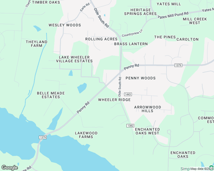 map of restaurants, bars, coffee shops, grocery stores, and more near 6121 Penny Road in Raleigh