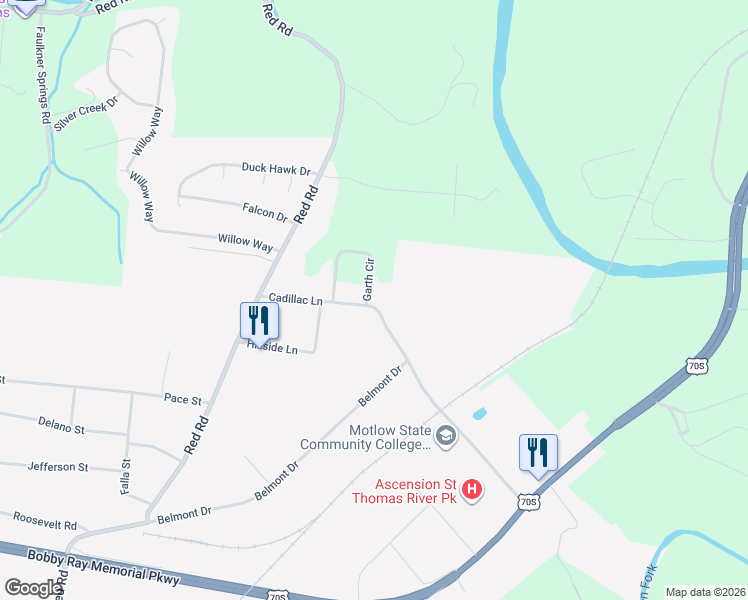 map of restaurants, bars, coffee shops, grocery stores, and more near 622 Cadillac Lane in McMinnville