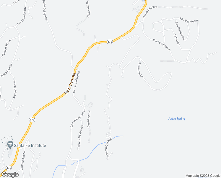 map of restaurants, bars, coffee shops, grocery stores, and more near 1105 South Summit Ridge in Santa Fe