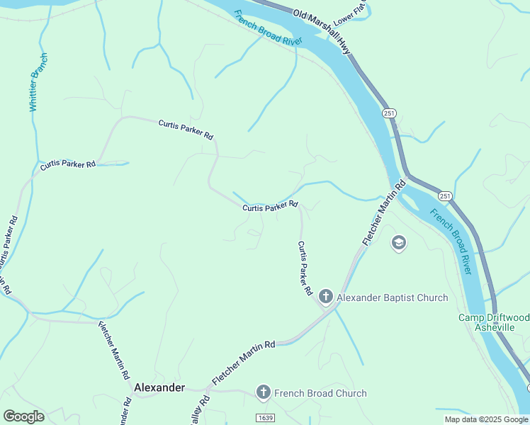 map of restaurants, bars, coffee shops, grocery stores, and more near 200 Curtis Parker Road in Alexander