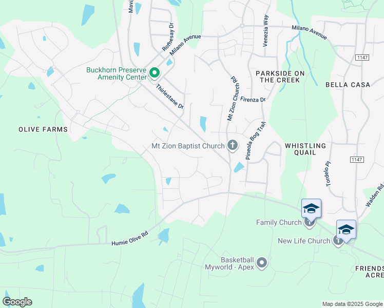 map of restaurants, bars, coffee shops, grocery stores, and more near 2724 Richardson Road in Apex