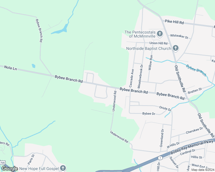 map of restaurants, bars, coffee shops, grocery stores, and more near 690 Bybee Branch Road in McMinnville