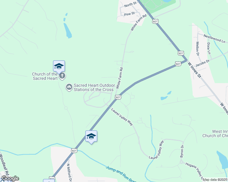 map of restaurants, bars, coffee shops, grocery stores, and more near 110 Hidden Creek Circle in Salisbury
