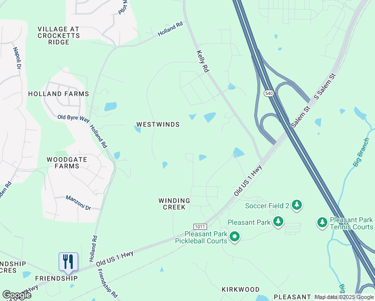 map of restaurants, bars, coffee shops, grocery stores, and more near 2721 Southwinds Run in Apex