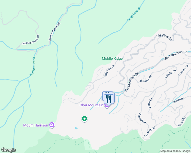 map of restaurants, bars, coffee shops, grocery stores, and more near 1260 Ski View Drive in Gatlinburg