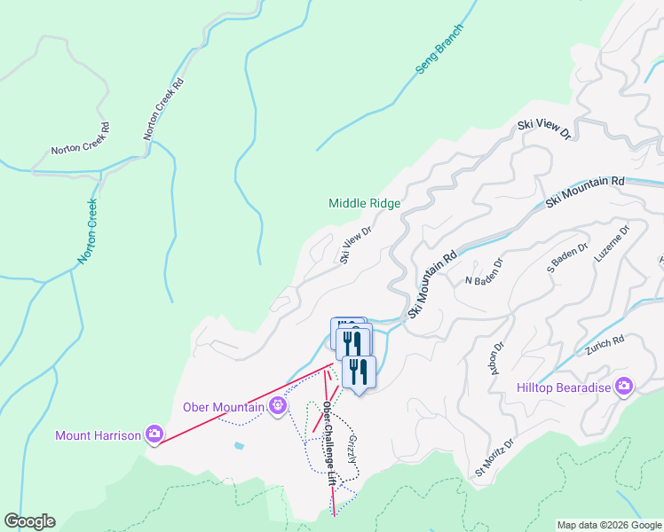 map of restaurants, bars, coffee shops, grocery stores, and more near 1207 Sky High Way in Gatlinburg
