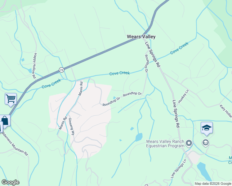 map of restaurants, bars, coffee shops, grocery stores, and more near 3139 Westover Drive in Sevierville