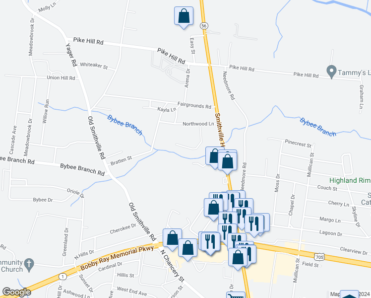 map of restaurants, bars, coffee shops, grocery stores, and more near 89 Northwood Lane in McMinnville
