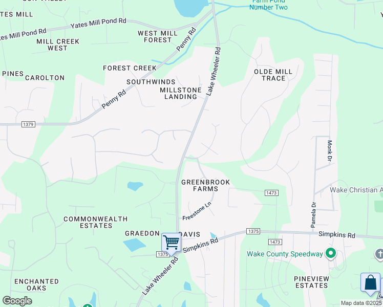 map of restaurants, bars, coffee shops, grocery stores, and more near 2604 Whippletree Drive in Raleigh
