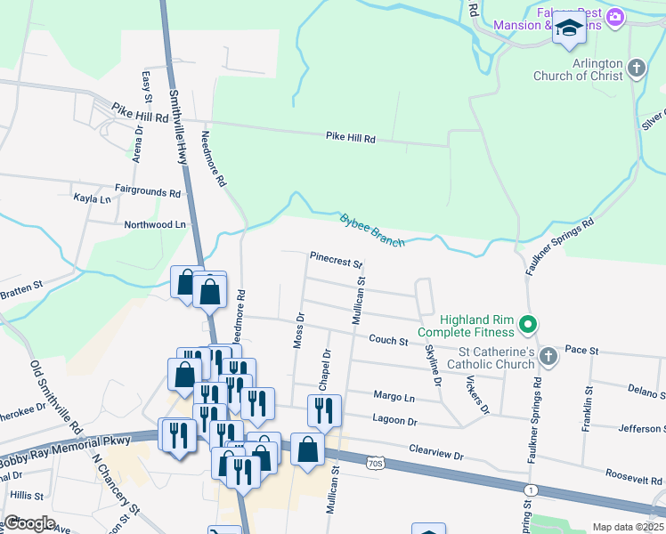 map of restaurants, bars, coffee shops, grocery stores, and more near 416 Greggview Street in McMinnville