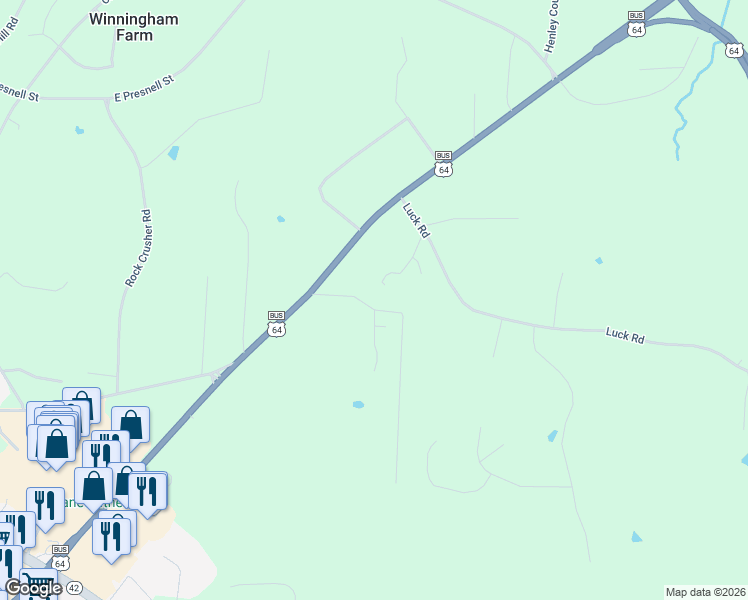 map of restaurants, bars, coffee shops, grocery stores, and more near 223 Vista Parkway in Asheboro