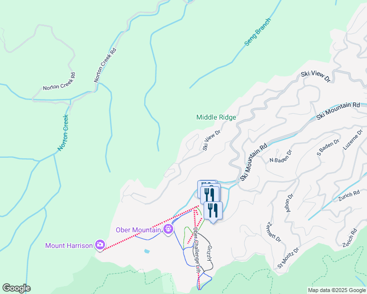map of restaurants, bars, coffee shops, grocery stores, and more near 1260 Ski View Drive in Gatlinburg