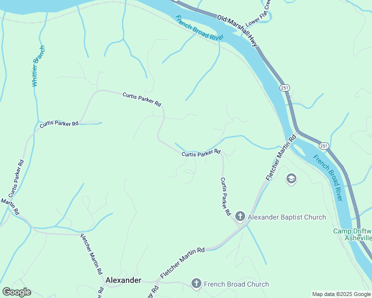 map of restaurants, bars, coffee shops, grocery stores, and more near 200 Curtis Parker Road in Alexander