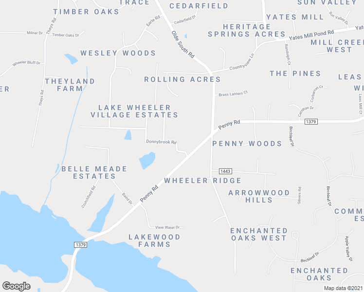 map of restaurants, bars, coffee shops, grocery stores, and more near 6121 Penny Road in Raleigh