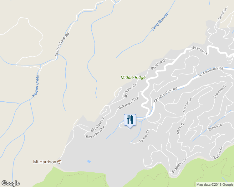 map of restaurants, bars, coffee shops, grocery stores, and more near 1229 Ski View Drive in Gatlinburg