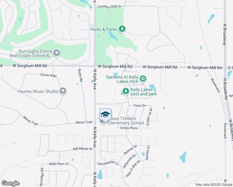 map of restaurants, bars, coffee shops, grocery stores, and more near 5125 Keystone Circle in Edmond