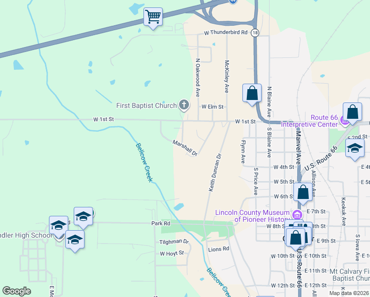 map of restaurants, bars, coffee shops, grocery stores, and more near 242 Marshall Drive in Chandler