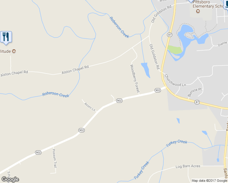 map of restaurants, bars, coffee shops, grocery stores, and more near 1132 Highway 902 in Pittsboro
