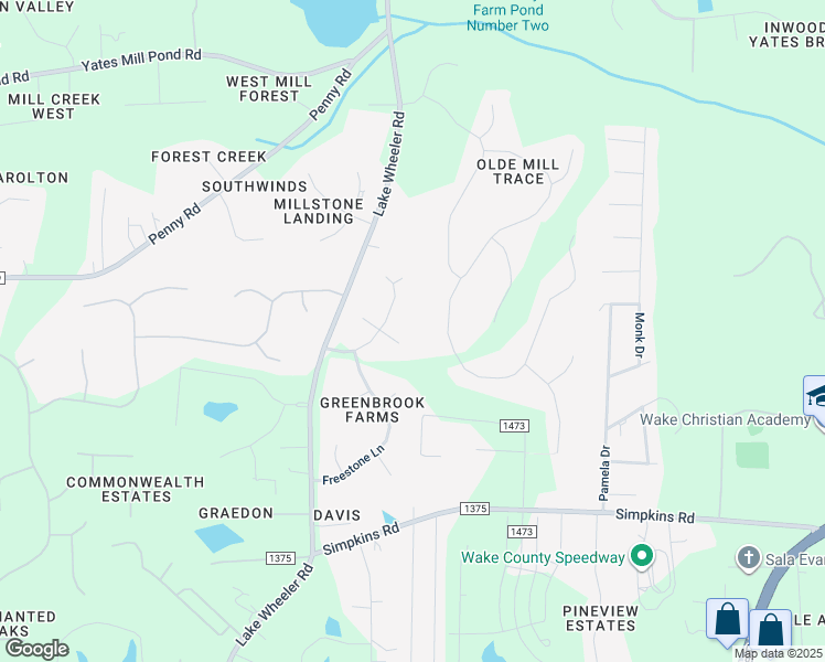 map of restaurants, bars, coffee shops, grocery stores, and more near 1301 Charland Court in Raleigh