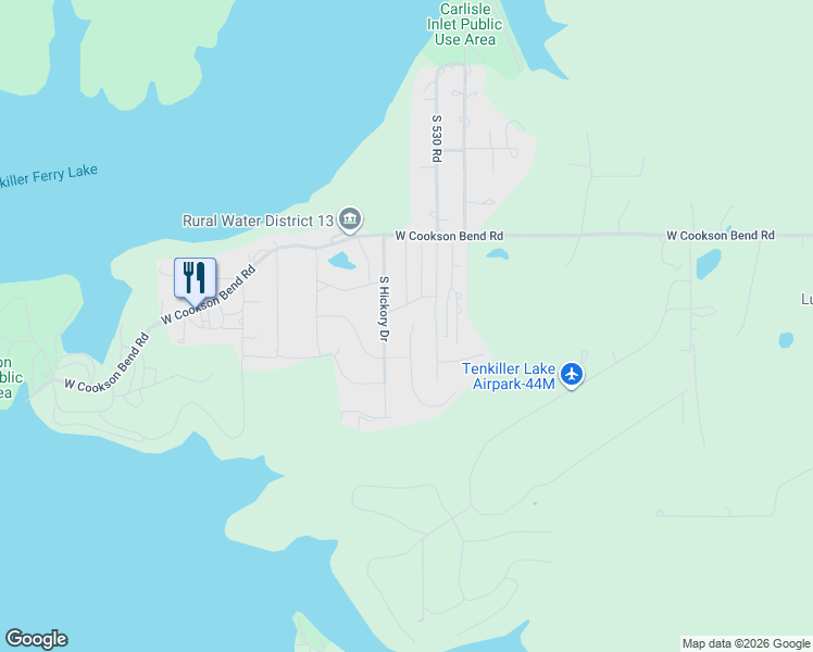 map of restaurants, bars, coffee shops, grocery stores, and more near 32392 South Cherokee Court in Cookson