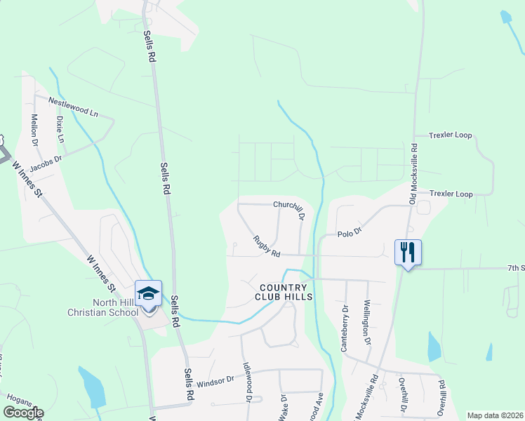 map of restaurants, bars, coffee shops, grocery stores, and more near 210 Churchill Drive in Salisbury