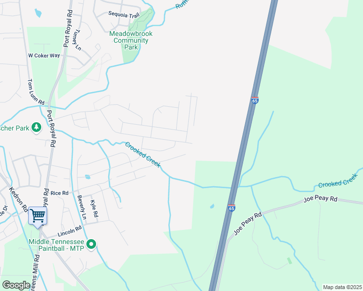map of restaurants, bars, coffee shops, grocery stores, and more near Interstate 65 in Spring Hill