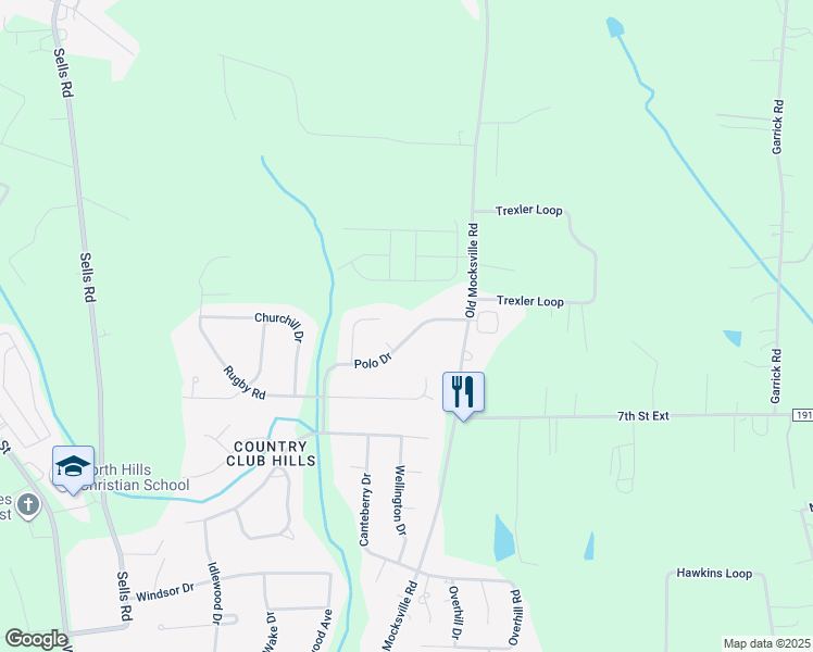 map of restaurants, bars, coffee shops, grocery stores, and more near 126 Polo Drive in Salisbury