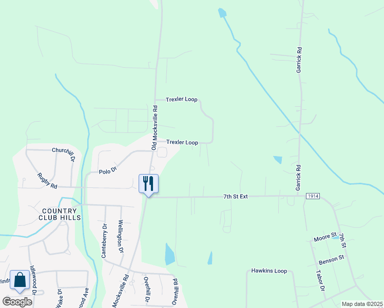 map of restaurants, bars, coffee shops, grocery stores, and more near 615 Trexler Loop in Salisbury