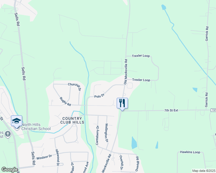 map of restaurants, bars, coffee shops, grocery stores, and more near 126 Polo Drive in Salisbury
