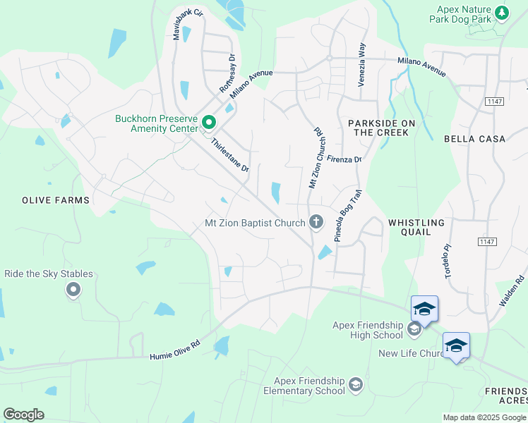 map of restaurants, bars, coffee shops, grocery stores, and more near 2712 Richardson Road in Apex
