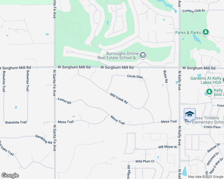 map of restaurants, bars, coffee shops, grocery stores, and more near 1621 Mill Creek Road in Edmond