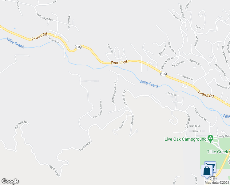 map of restaurants, bars, coffee shops, grocery stores, and more near 284 Mountain Shadow Road in Wofford Heights