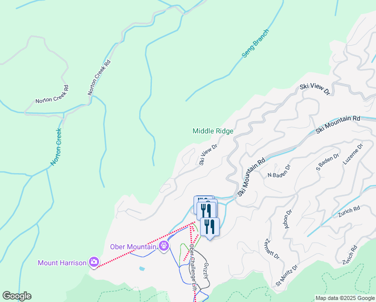 map of restaurants, bars, coffee shops, grocery stores, and more near 1260 Ski View Drive in Gatlinburg