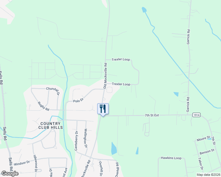 map of restaurants, bars, coffee shops, grocery stores, and more near 124 Birkdale Drive in Salisbury