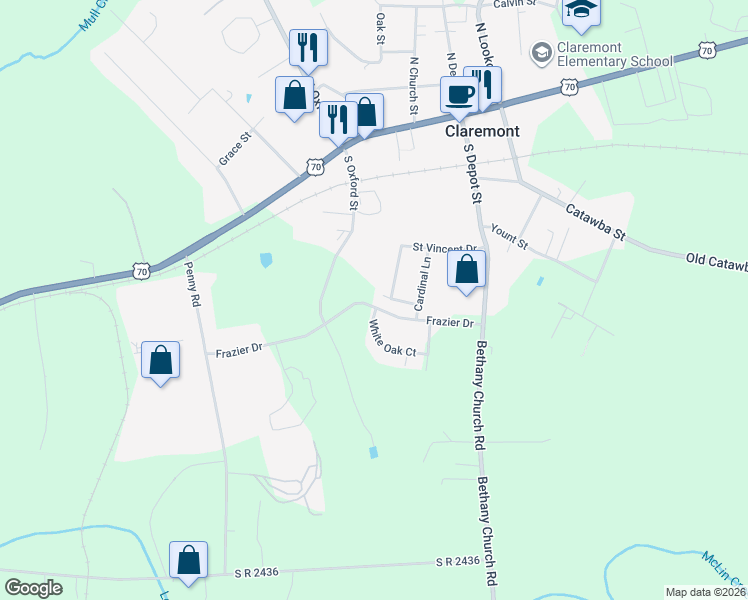 map of restaurants, bars, coffee shops, grocery stores, and more near 3136 Riber Lane in Claremont