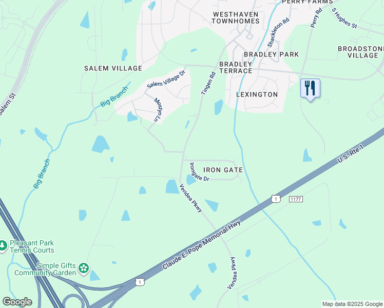 map of restaurants, bars, coffee shops, grocery stores, and more near 1003 Irongate Drive in Apex