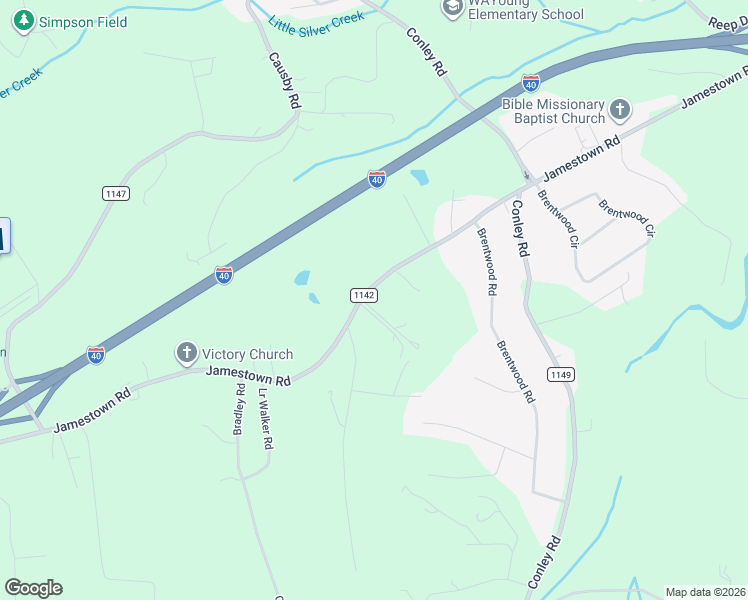 map of restaurants, bars, coffee shops, grocery stores, and more near 1633 Jamestown Road in Morganton