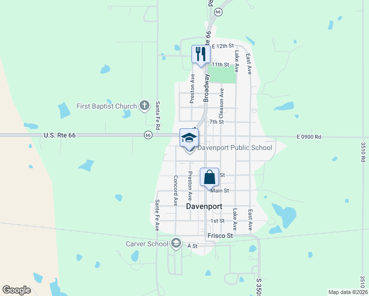 map of restaurants, bars, coffee shops, grocery stores, and more near in Davenport