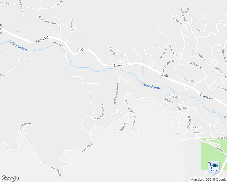 map of restaurants, bars, coffee shops, grocery stores, and more near 265 Mountain Shadow Road in Wofford Heights