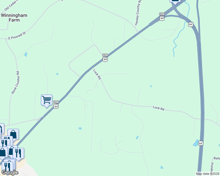 map of restaurants, bars, coffee shops, grocery stores, and more near 229 Luck Road in Asheboro