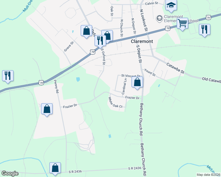 map of restaurants, bars, coffee shops, grocery stores, and more near 3136 Riber Lane in Claremont