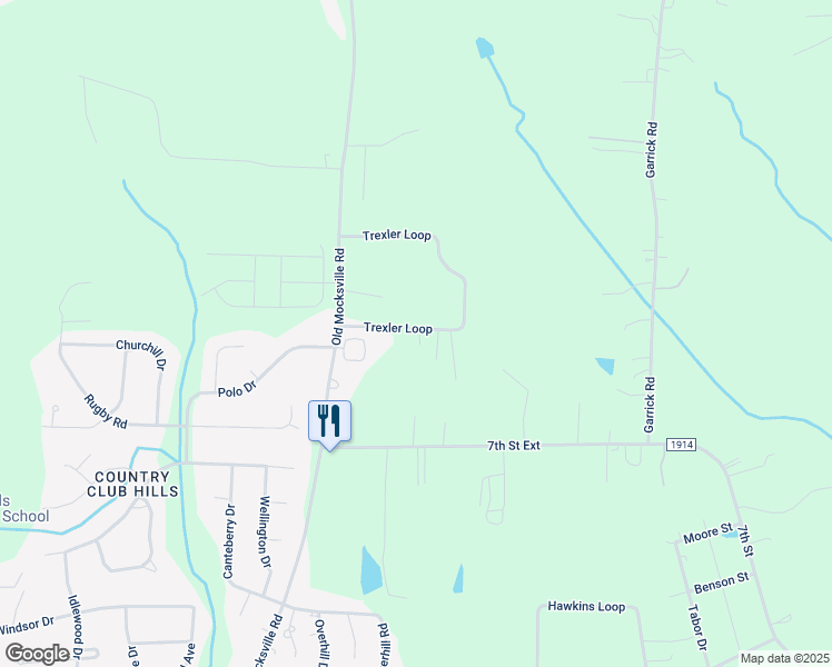 map of restaurants, bars, coffee shops, grocery stores, and more near 615 Trexler Loop in Salisbury