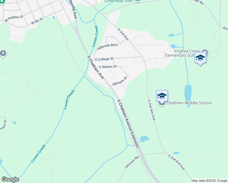 map of restaurants, bars, coffee shops, grocery stores, and more near 1305 South Chatham Avenue in Siler City