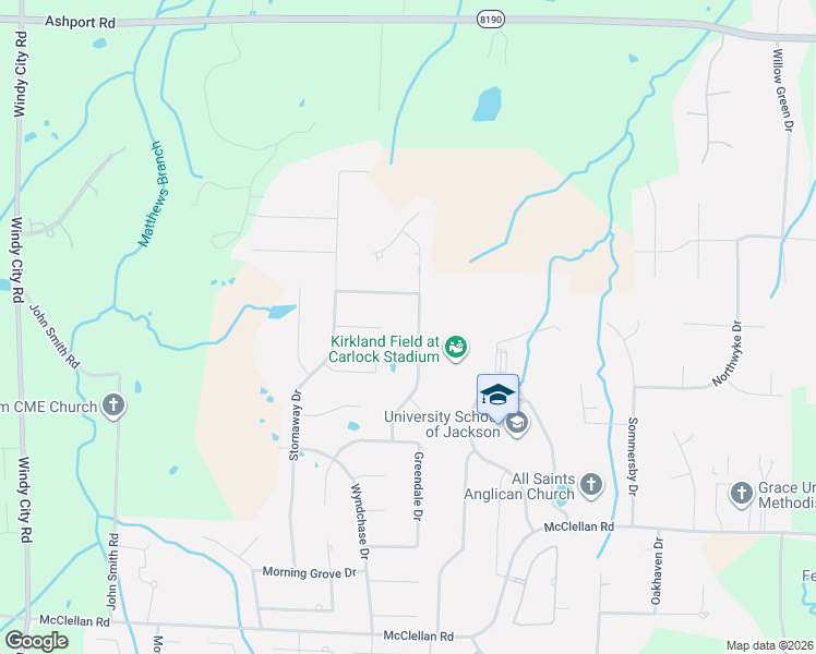 map of restaurants, bars, coffee shops, grocery stores, and more near 111 Nottingham Drive in Jackson