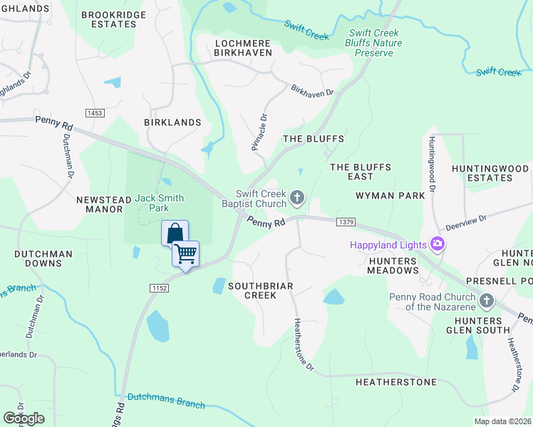 map of restaurants, bars, coffee shops, grocery stores, and more near 9320 Penny Road in Raleigh