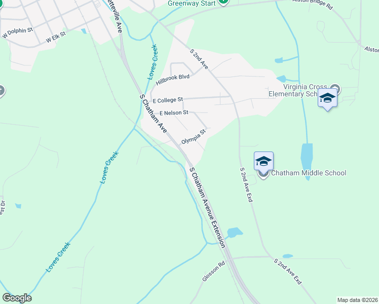 map of restaurants, bars, coffee shops, grocery stores, and more near 1305 South Chatham Avenue in Siler City