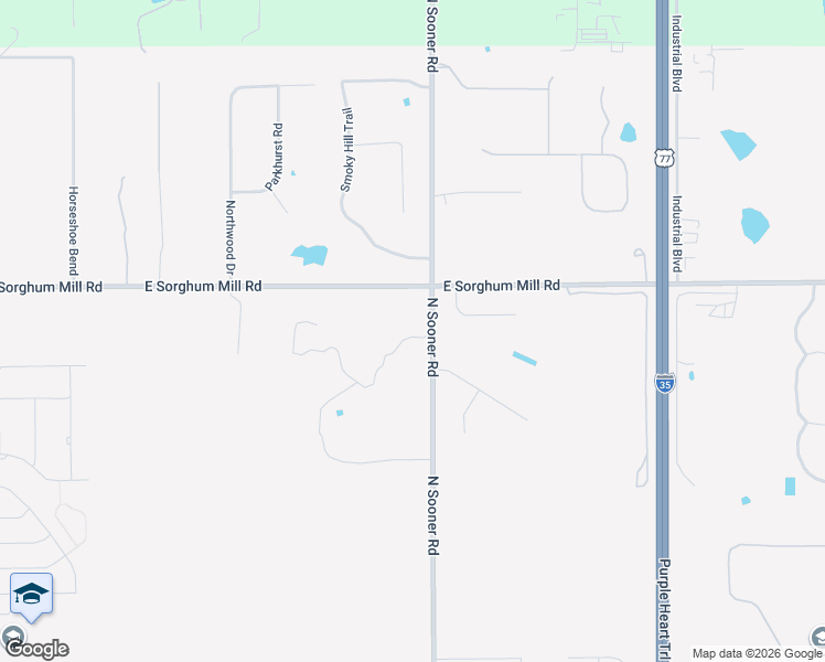 map of restaurants, bars, coffee shops, grocery stores, and more near 5201 North Sooner Road in Edmond