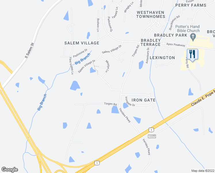 map of restaurants, bars, coffee shops, grocery stores, and more near 2052 Stanwood Drive in Apex