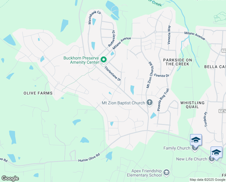 map of restaurants, bars, coffee shops, grocery stores, and more near 2925 Kenna Creek Bend in Apex
